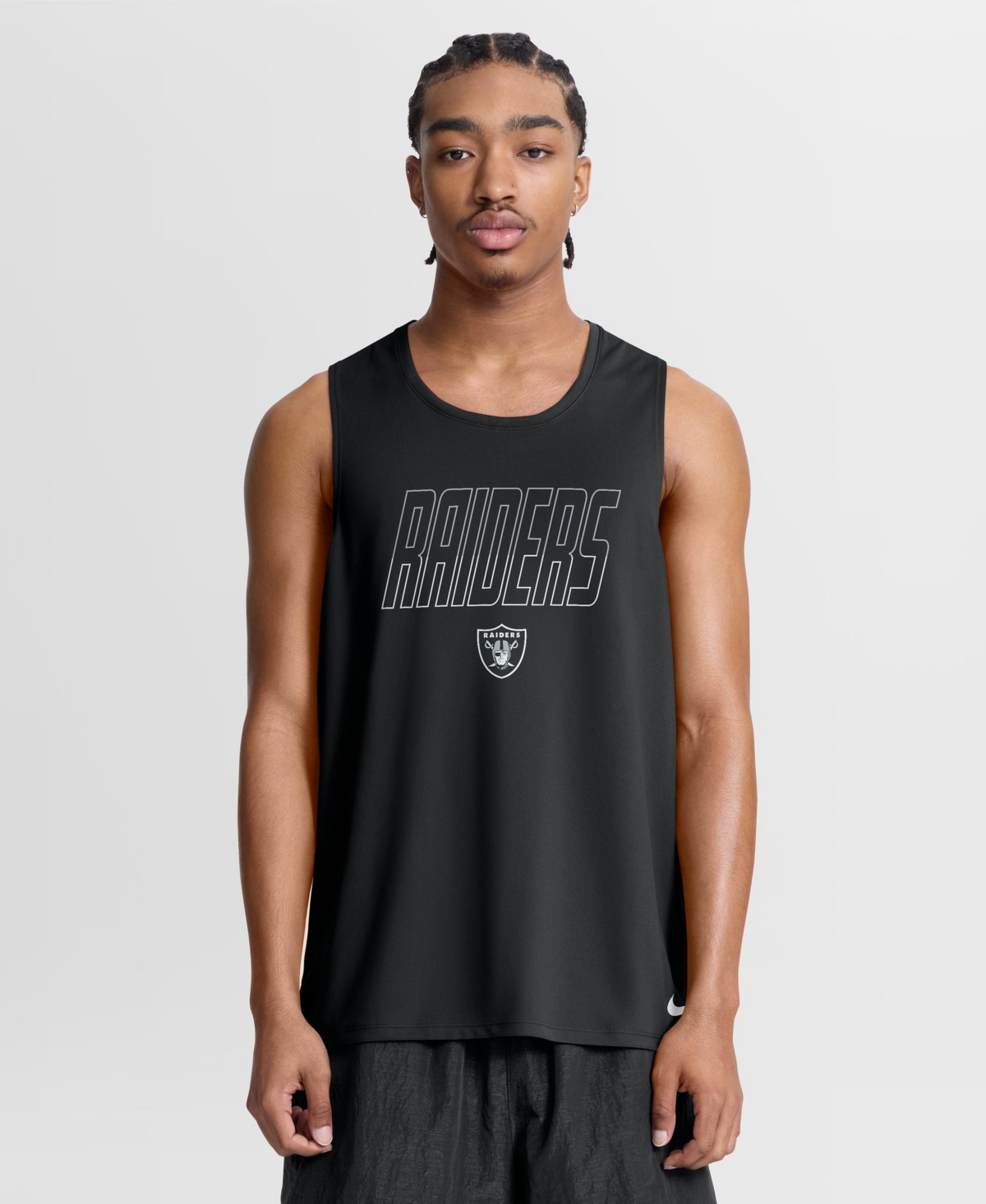 Nike Men's Las Vegas Raiders Kickoff Miler Dri-fit Sleeveless Tank Top In Black
