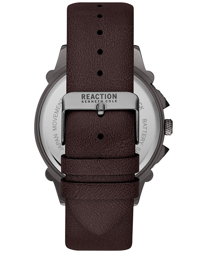 Cole Reaction Men's Brown Synthetic Leather Strap Watch 49mm