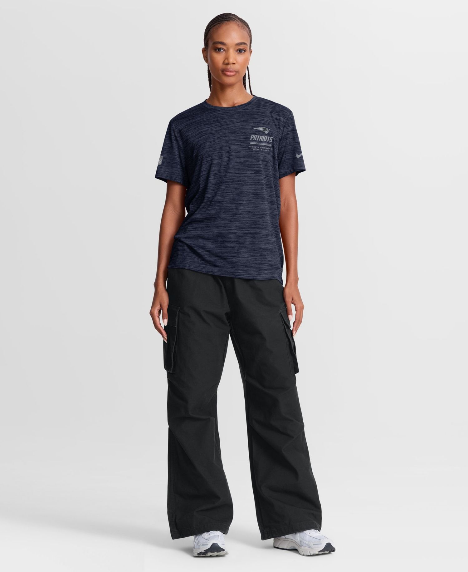 Women's New England Patriots Sideline Velocity Cross-Dyed Crewneck T-Shirt