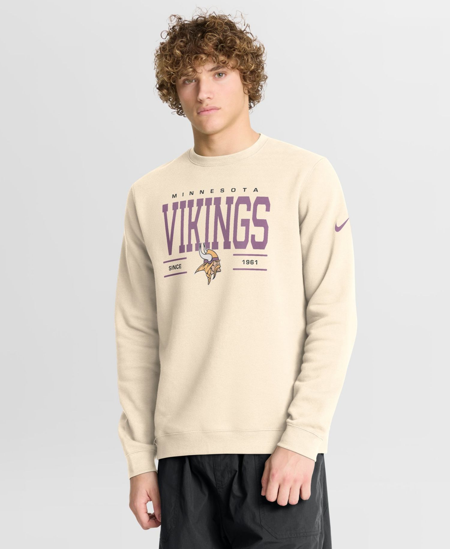 Men's Minnesota Vikings Club Crewneck Brushed-back Fleece Sweatshirt