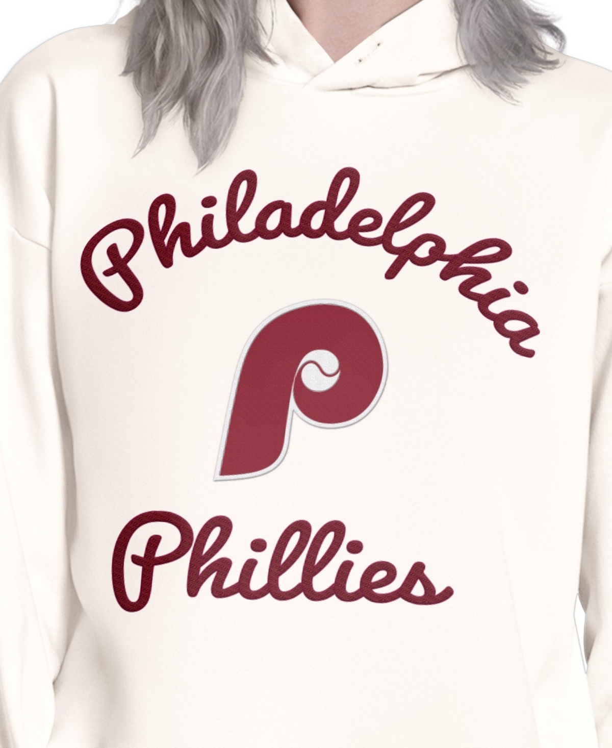 Starter Women's Baseline Philadelphia Phillies French-Terry Oversized Hoodie Sweatshirt