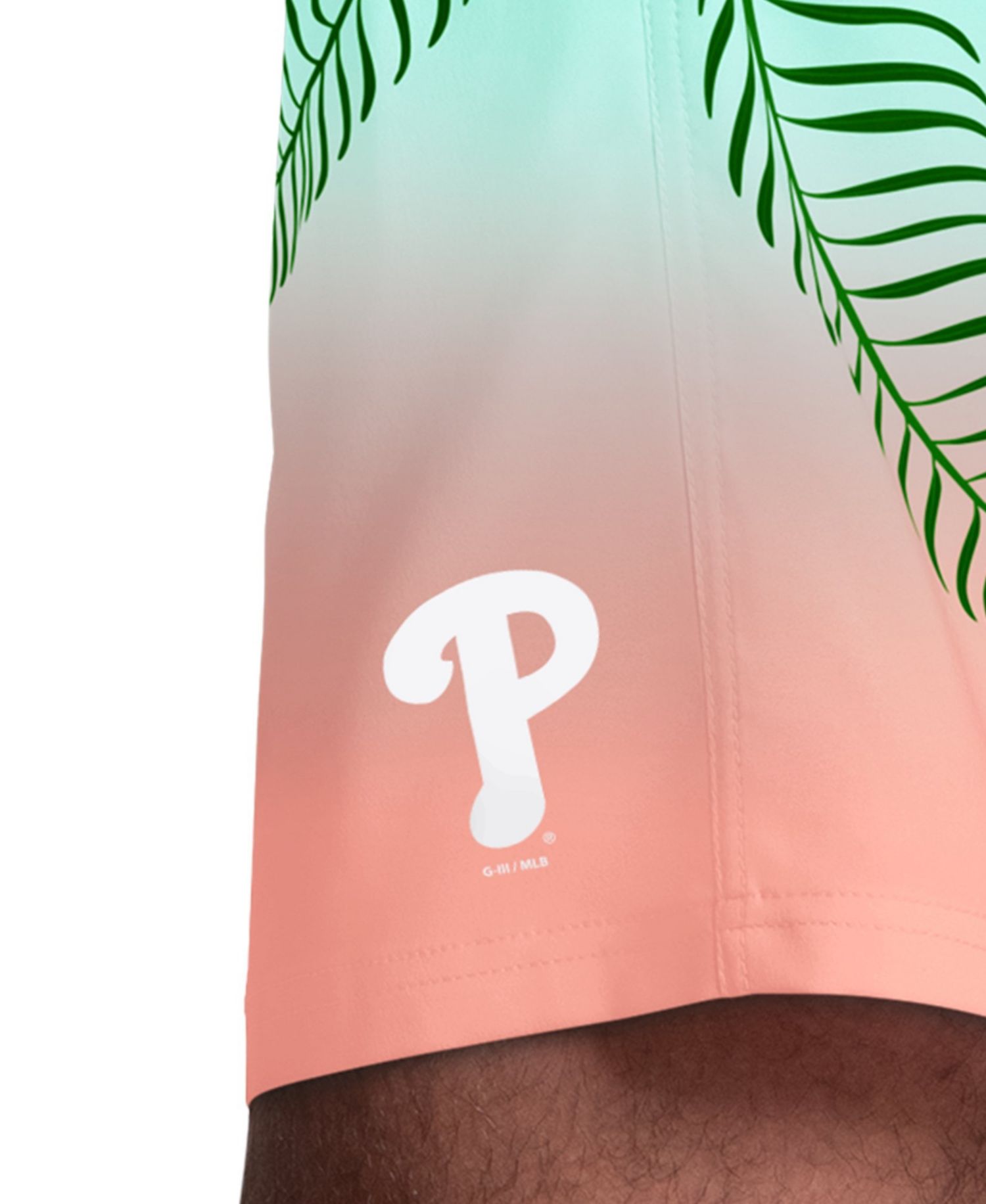 Men's Philadelphia Phillies Sunset on the Beach Tropical-Gradient Four-Way Stretch Swim Shorts, 6.5" Inseam