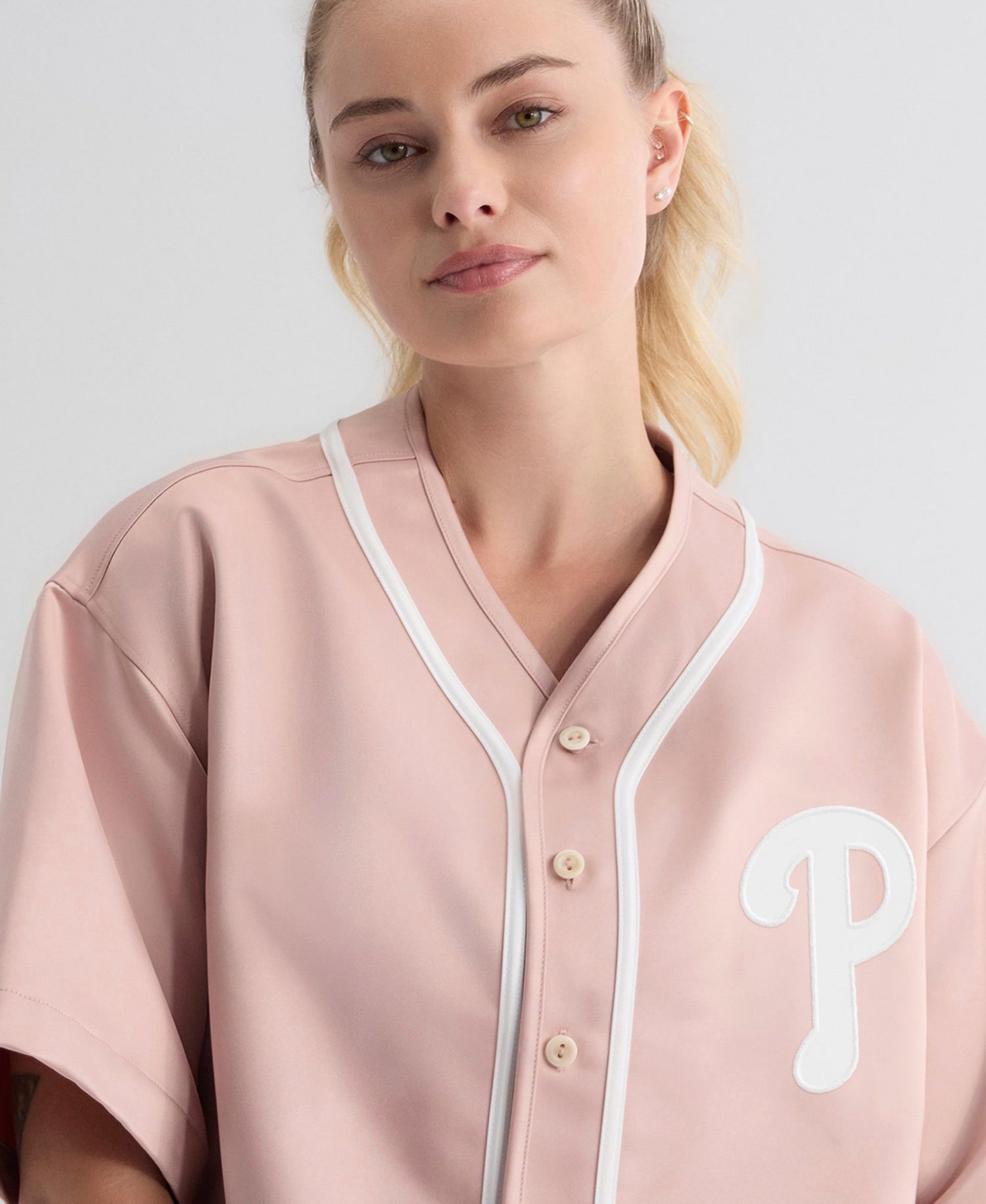 Women's Iconic Cropped Button-Front Baseball Top