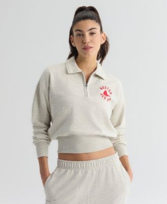 Women's Boston Red Sox Iconic Cropped Quarter-Zip Sweatshirt