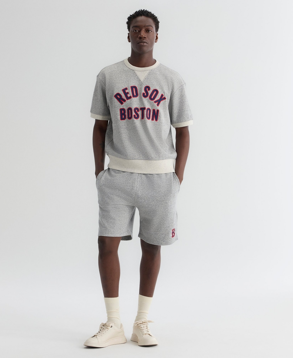 Fanatics Men's Boston Red Sox Iconic Relaxed-Fit Pre-Season Terry Short-Sleeve Sweatshirt