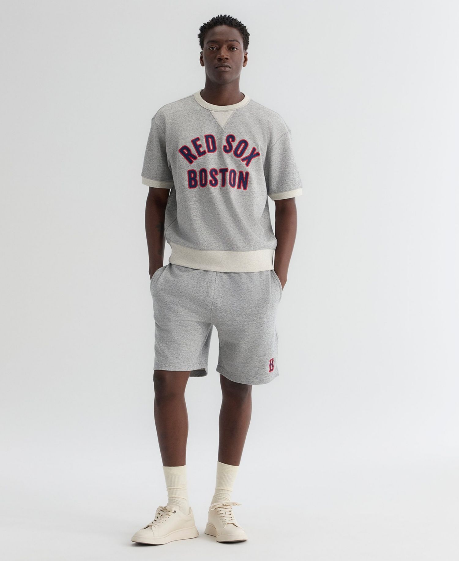 Men's Boston Red Sox Iconic Terry Relaxed-Fit Short-Sleeve Sweatshirt