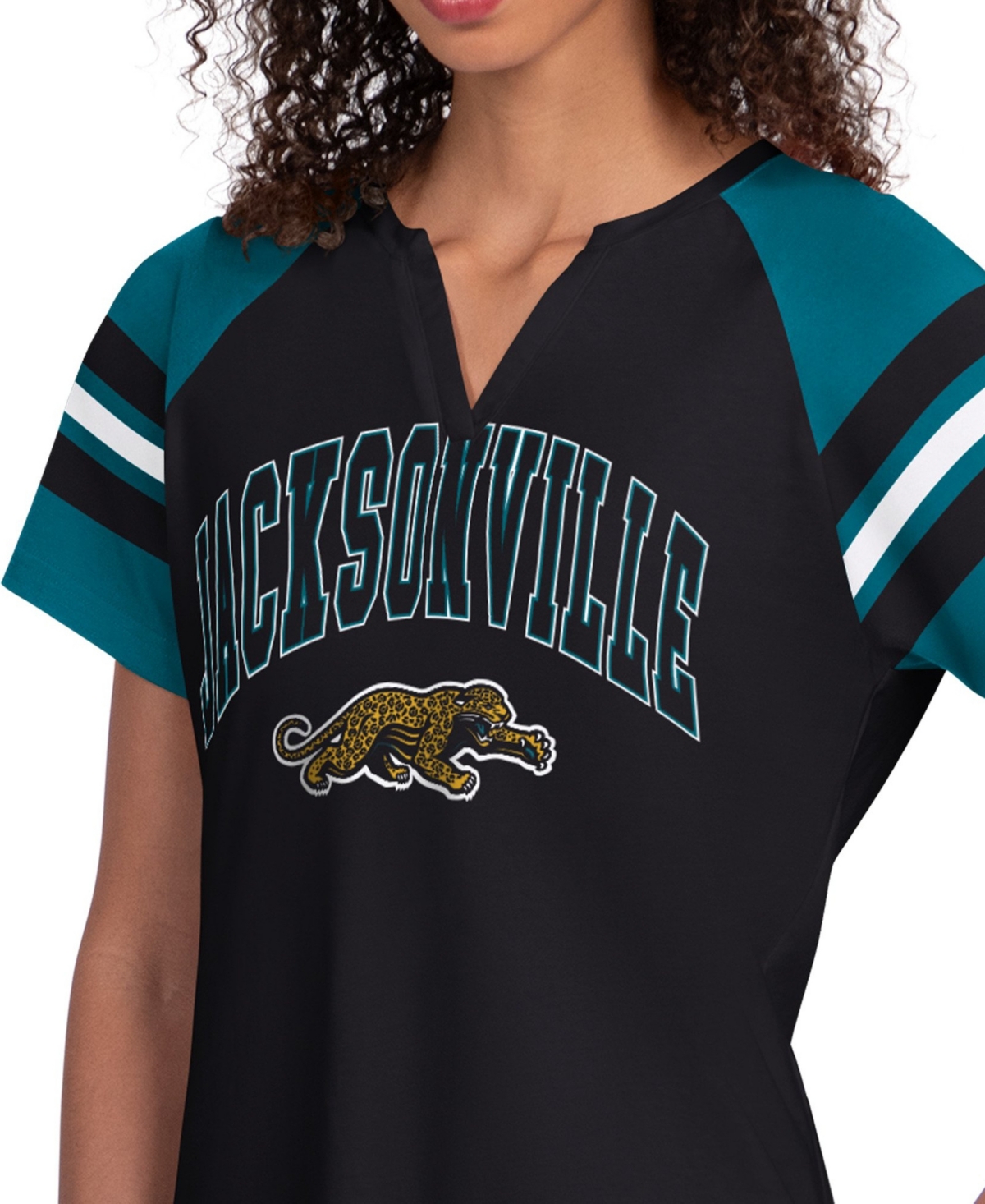Starter Women's Jacksonville Jaguars Game On Notch Neck Raglan Cotton-Blend T-Shirt