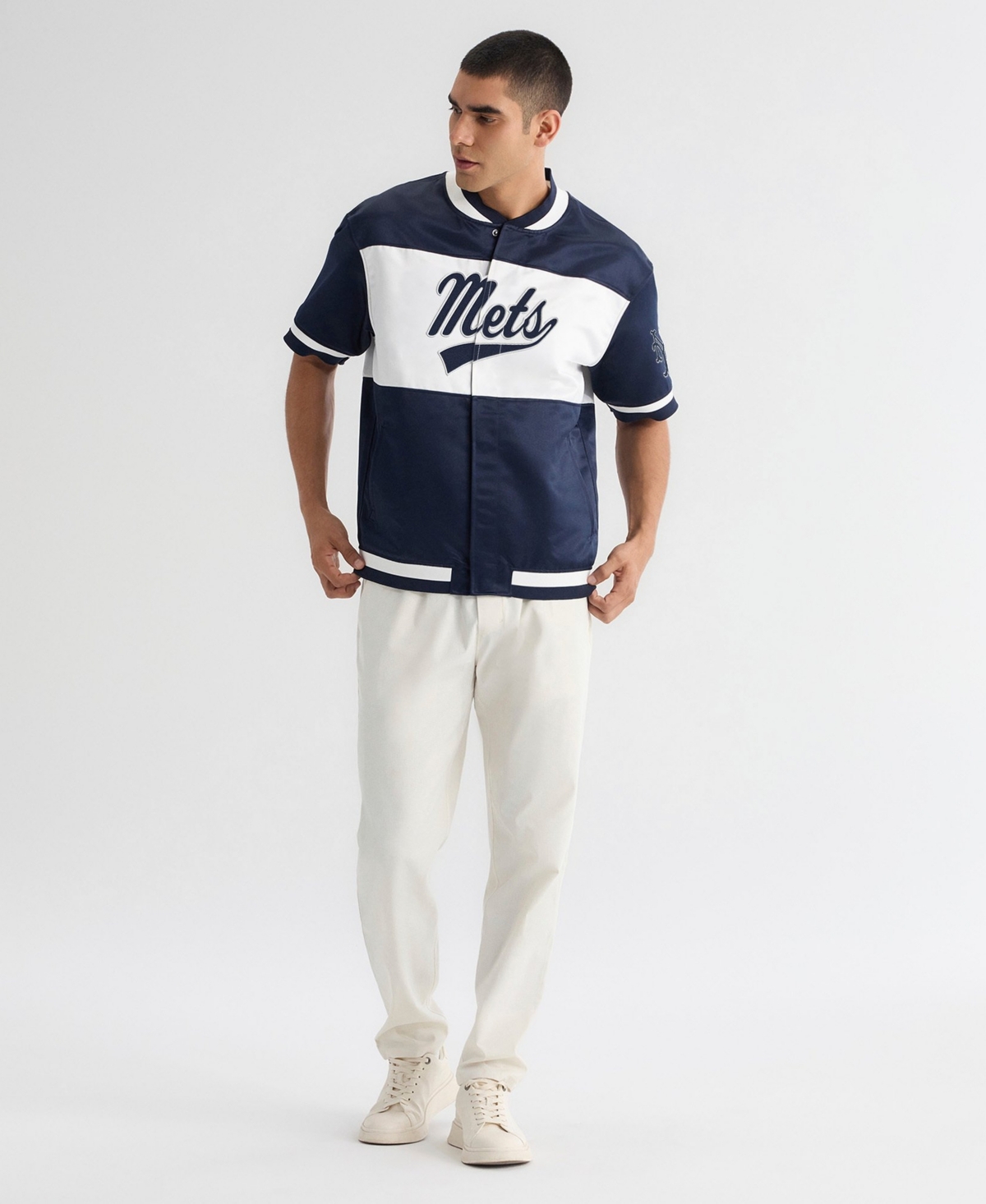 Fanatics Men's Iconic Satin Full-Snap Short-Sleeve Warm-Up Jacket