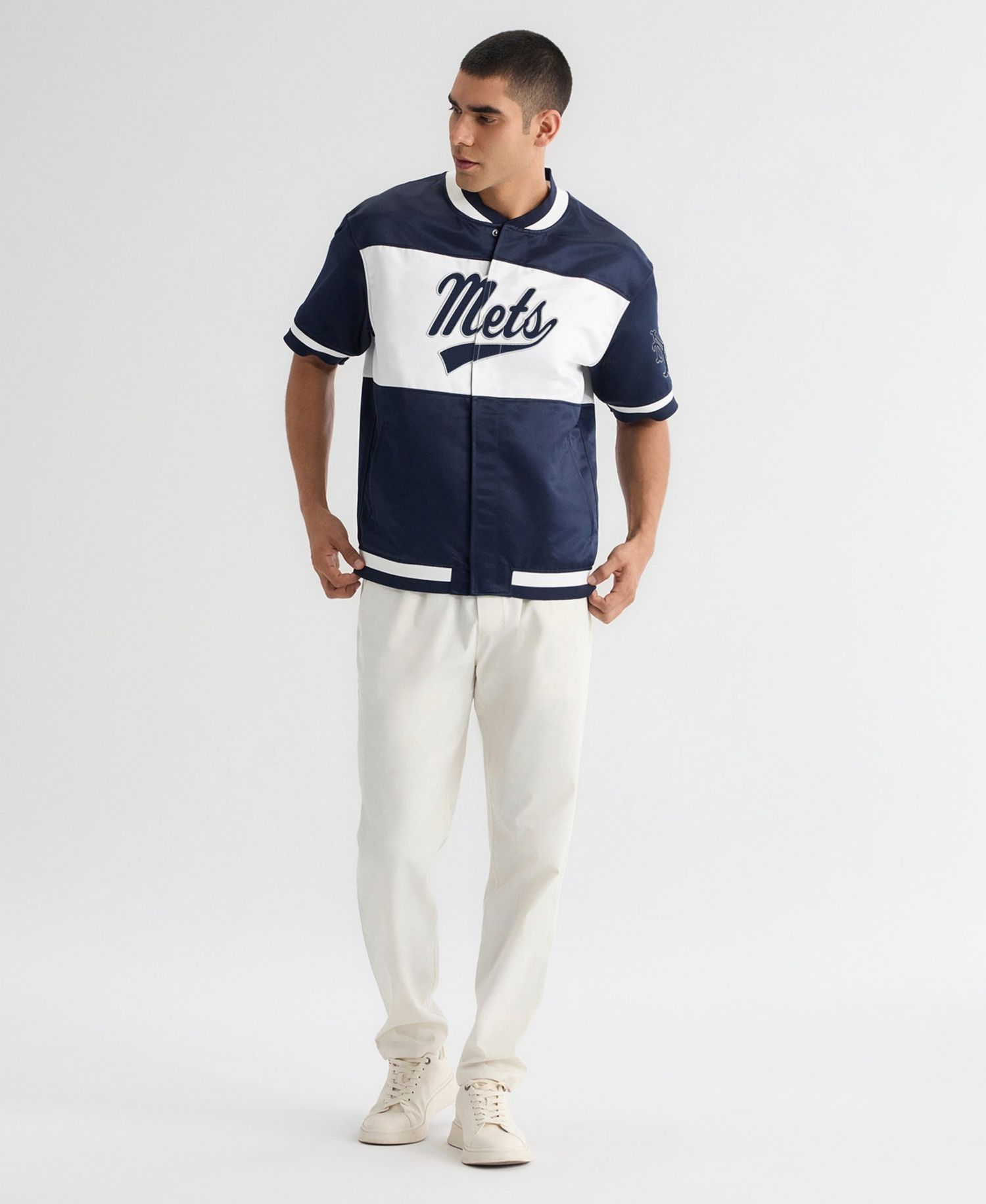 Men's New York Mets Iconic Satin Boxy-Cropped Jacket