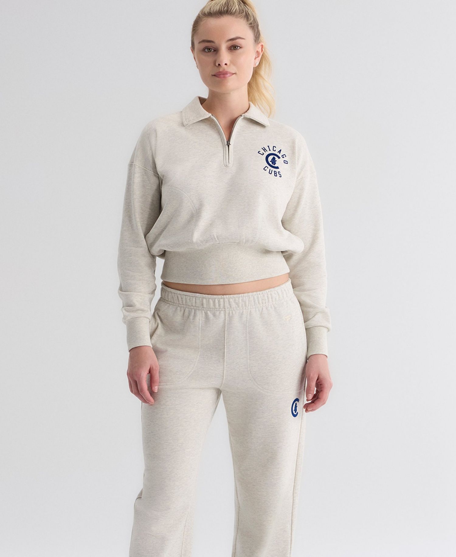 Women's Chicago Cubs Iconic High-Rise Tapered-Leg Track Pants
