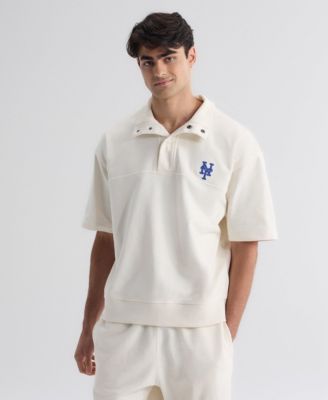 Men's New York Mets Iconic Mock-Neck Relaxed-Fit Short-Sleeve Pullover