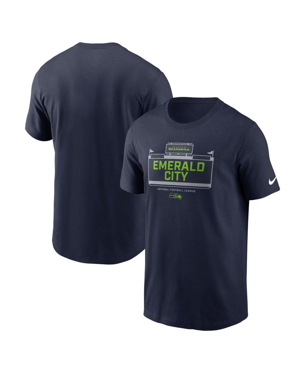 Nike Men's Seattle Seahawks Primetime Wordmark Essential Screen Print Crewneck T-Shirt - College Navy