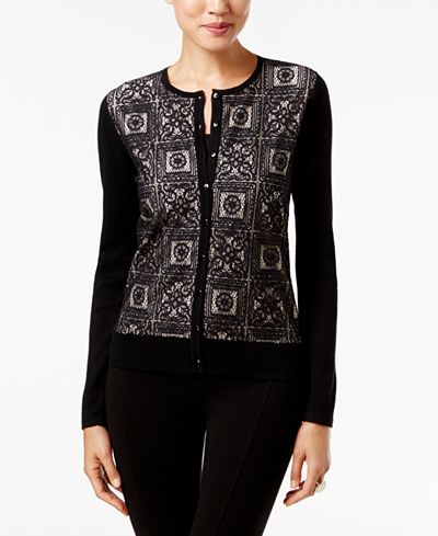 August Silk Lace-Front Cardigan