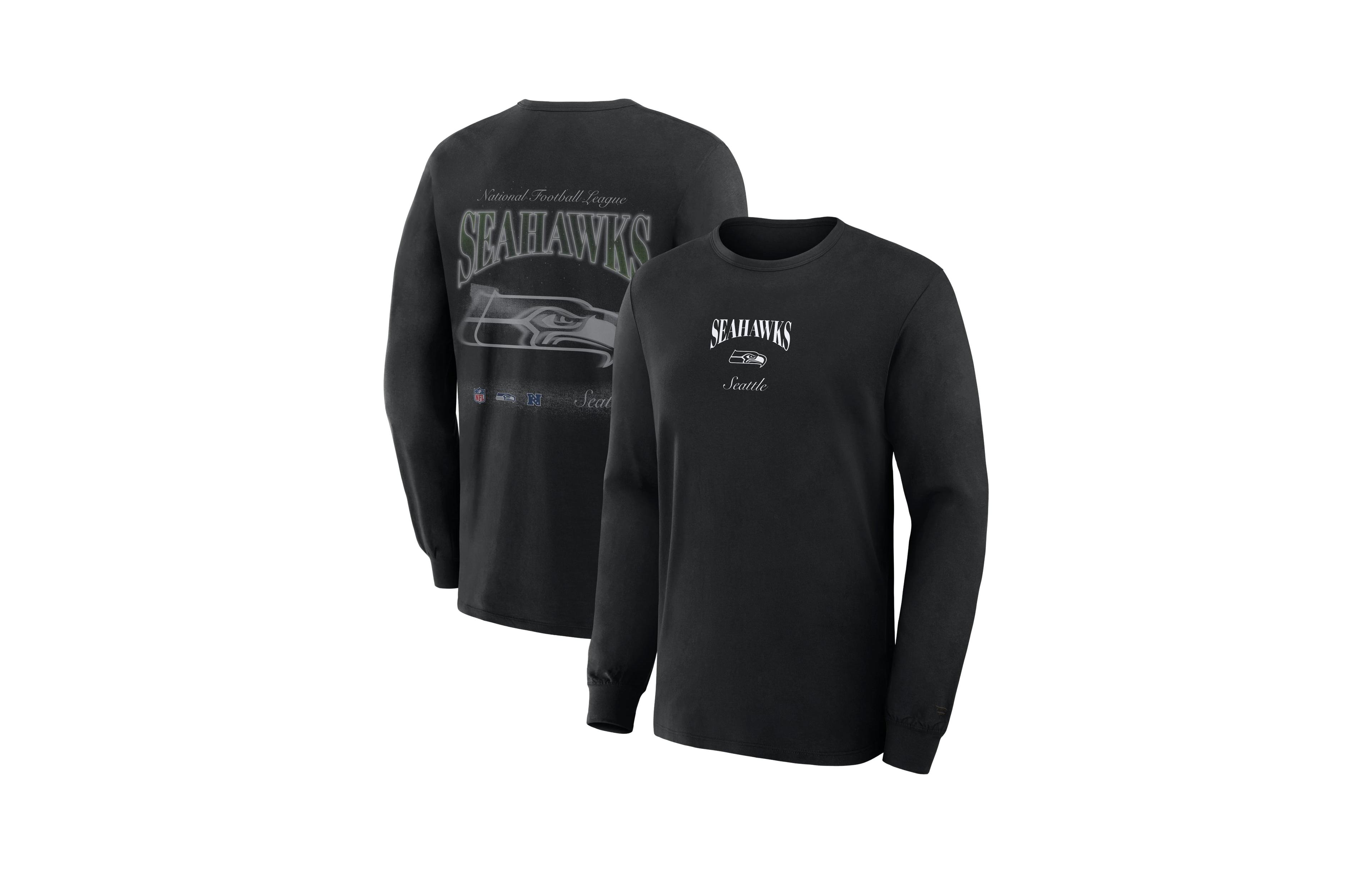 Fanatics Men's Seattle Seahawks Midnight Falls Long-Sleeve Crewneck T-Shirt