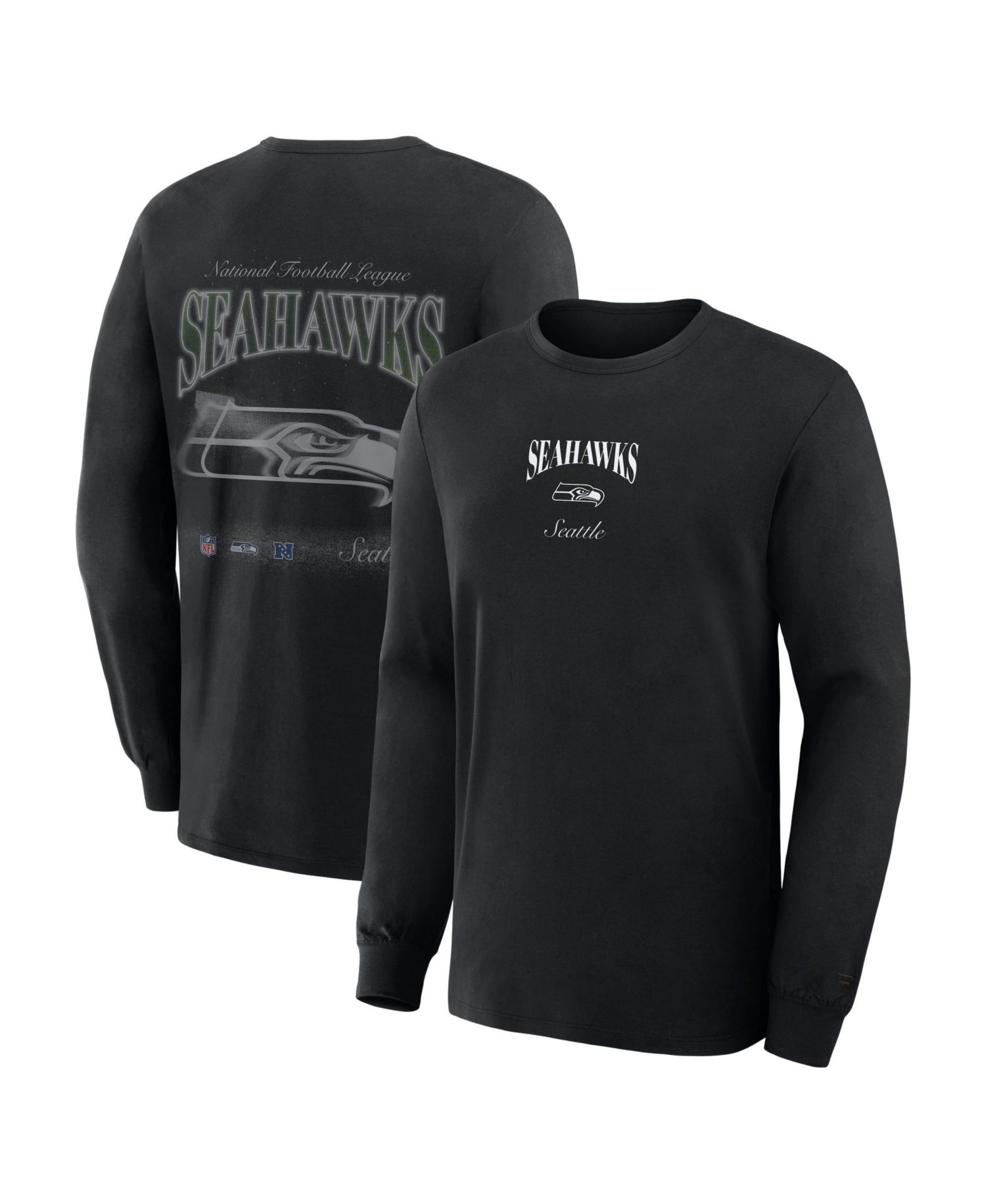 Men's Seattle Seahawks Midnight Falls Long-Sleeve Crewneck T-Shirt