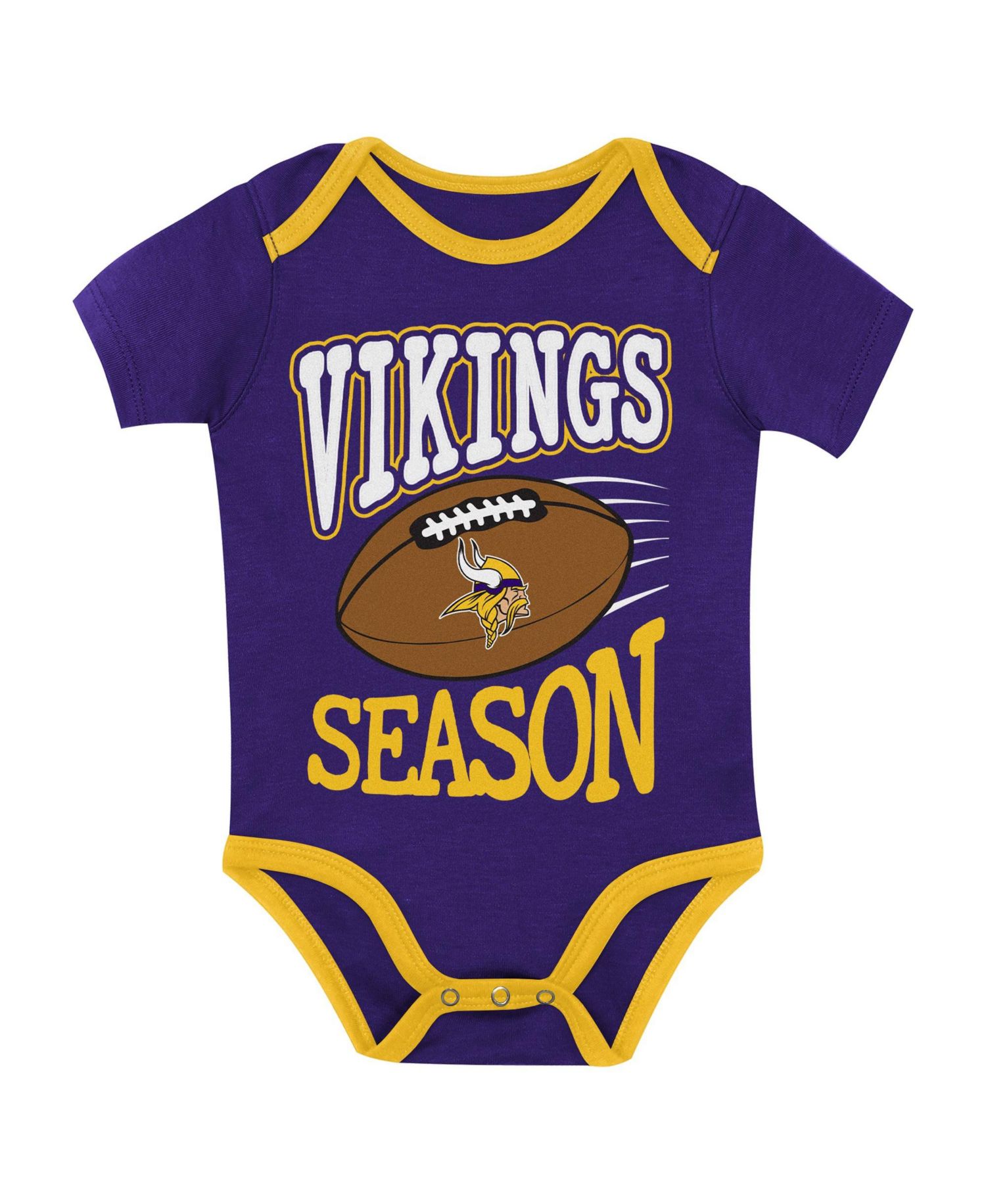 Baby Boys' and Girls' Minnesota Vikings First Round Pick Screen-Printed Bodysuits, 3-Piece Set
