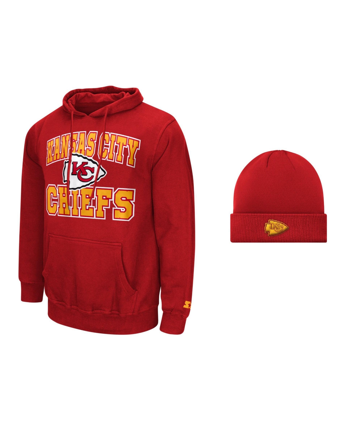 Starter Men's Kansas City Chiefs Graphic Classic-Fit Hoodie and Cuffed Knit Hat, 2-Piece Set