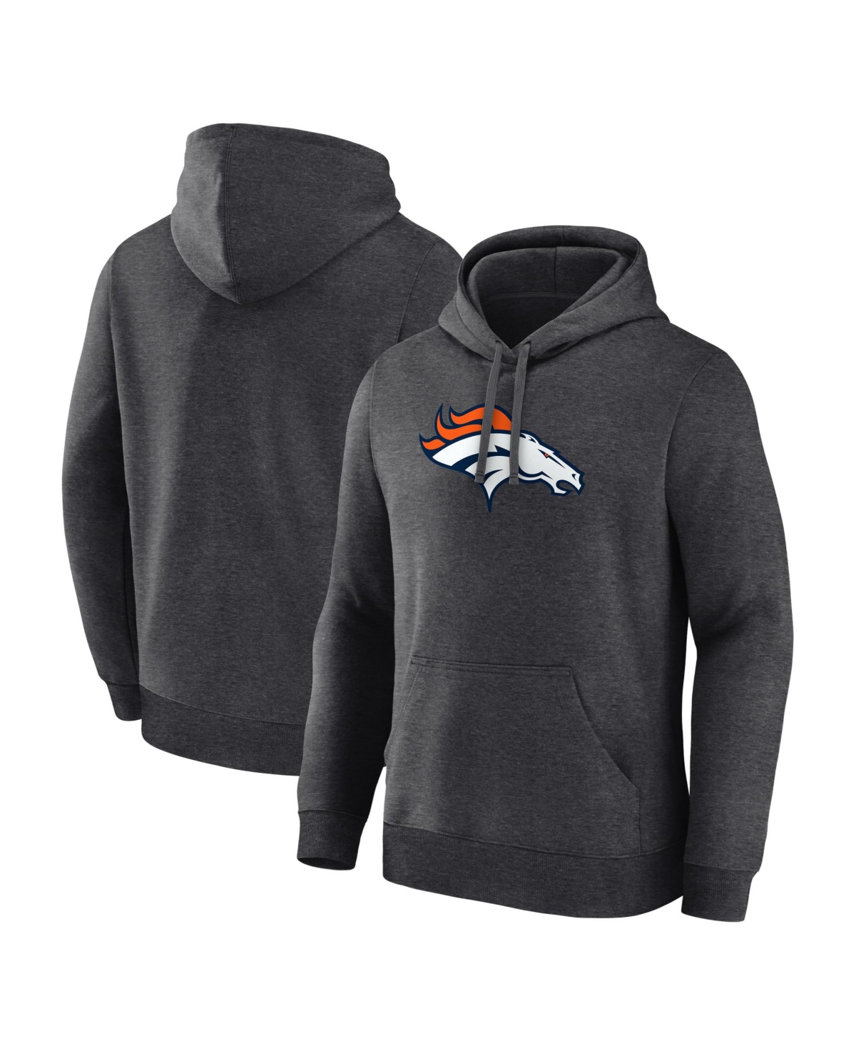 Logo Athletic Men's Denver Broncos Graphic Cotton-blend Fleece Hoodie In Heather Charcoal