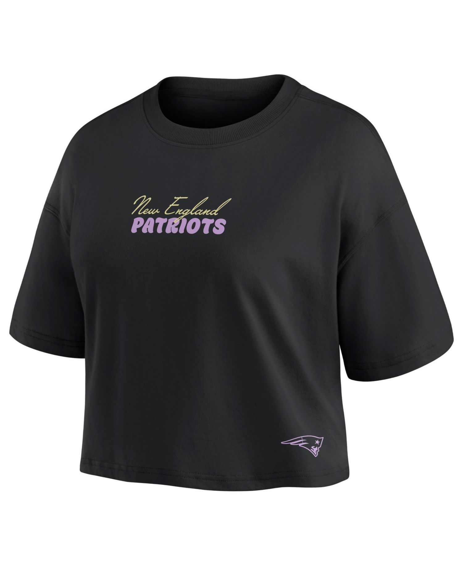 Women's New England Patriots Drake Maye Cropped Relaxed-Fit Crewneck T-Shirt