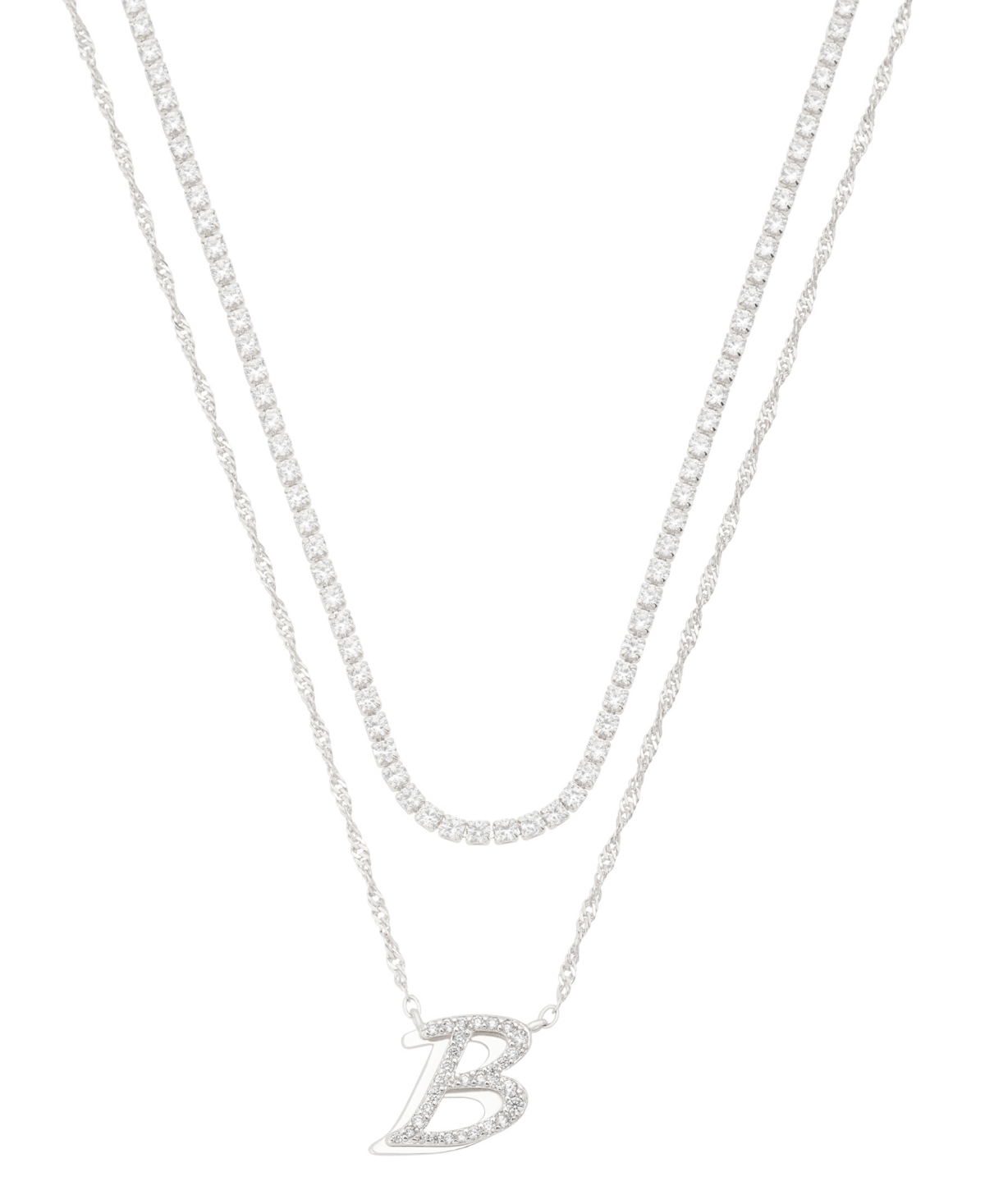 Unwritten Cubic Zirconia Gold-plated Initial Pendant Necklace Set In Silver-b
