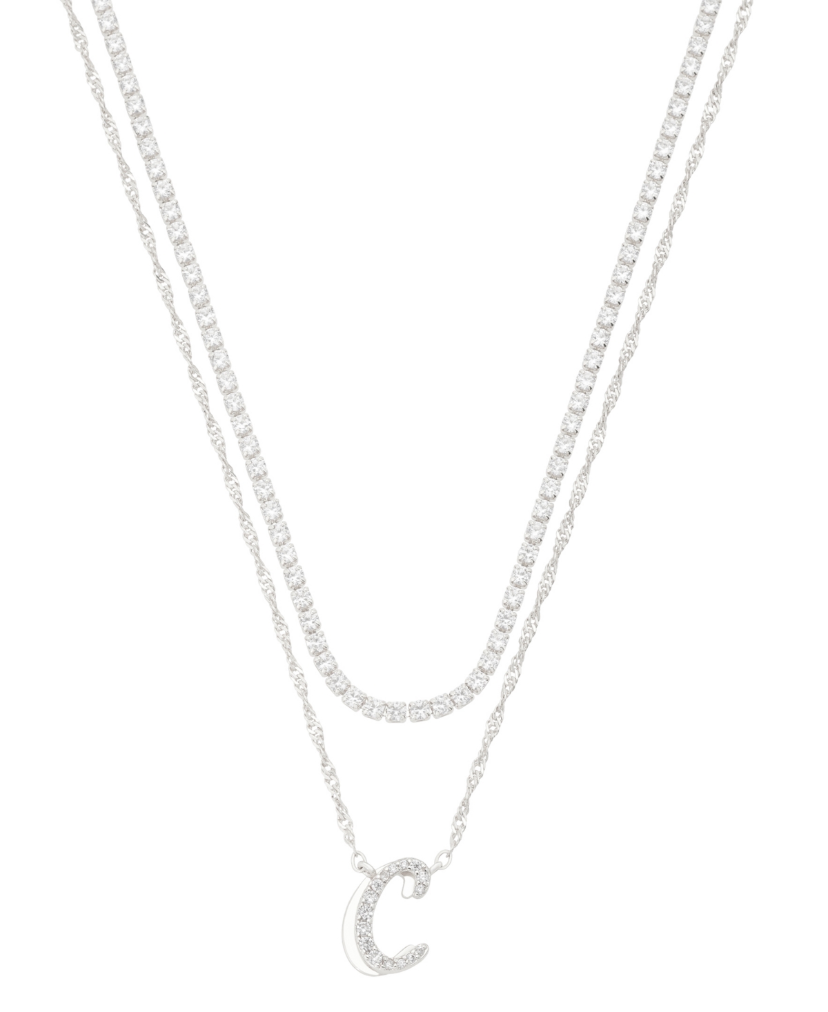 Unwritten Cubic Zirconia Gold-plated Initial Pendant Necklace Set In Silver-c