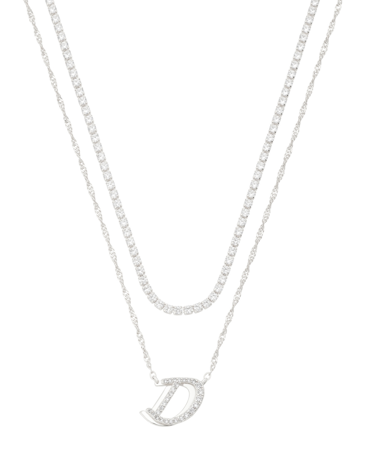 Unwritten Cubic Zirconia Gold-plated Initial Pendant Necklace Set In Silver-d