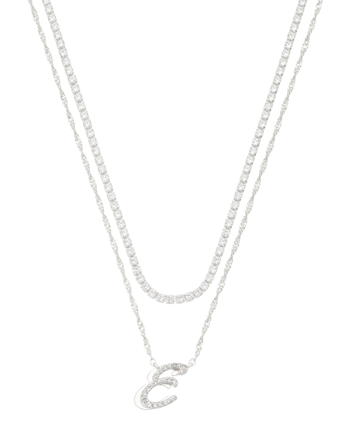 Unwritten Cubic Zirconia Gold-plated Initial Pendant Necklace Set In Silver-e
