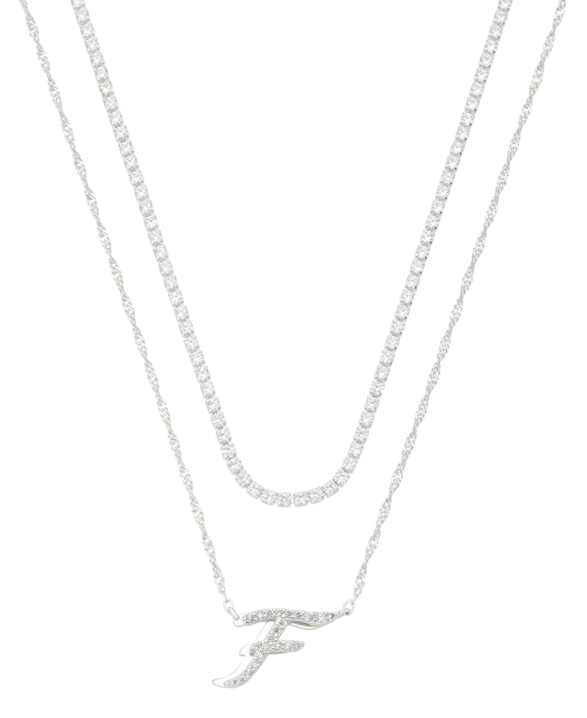 Unwritten Cubic Zirconia Gold-plated Initial Pendant Necklace Set In Silver-f