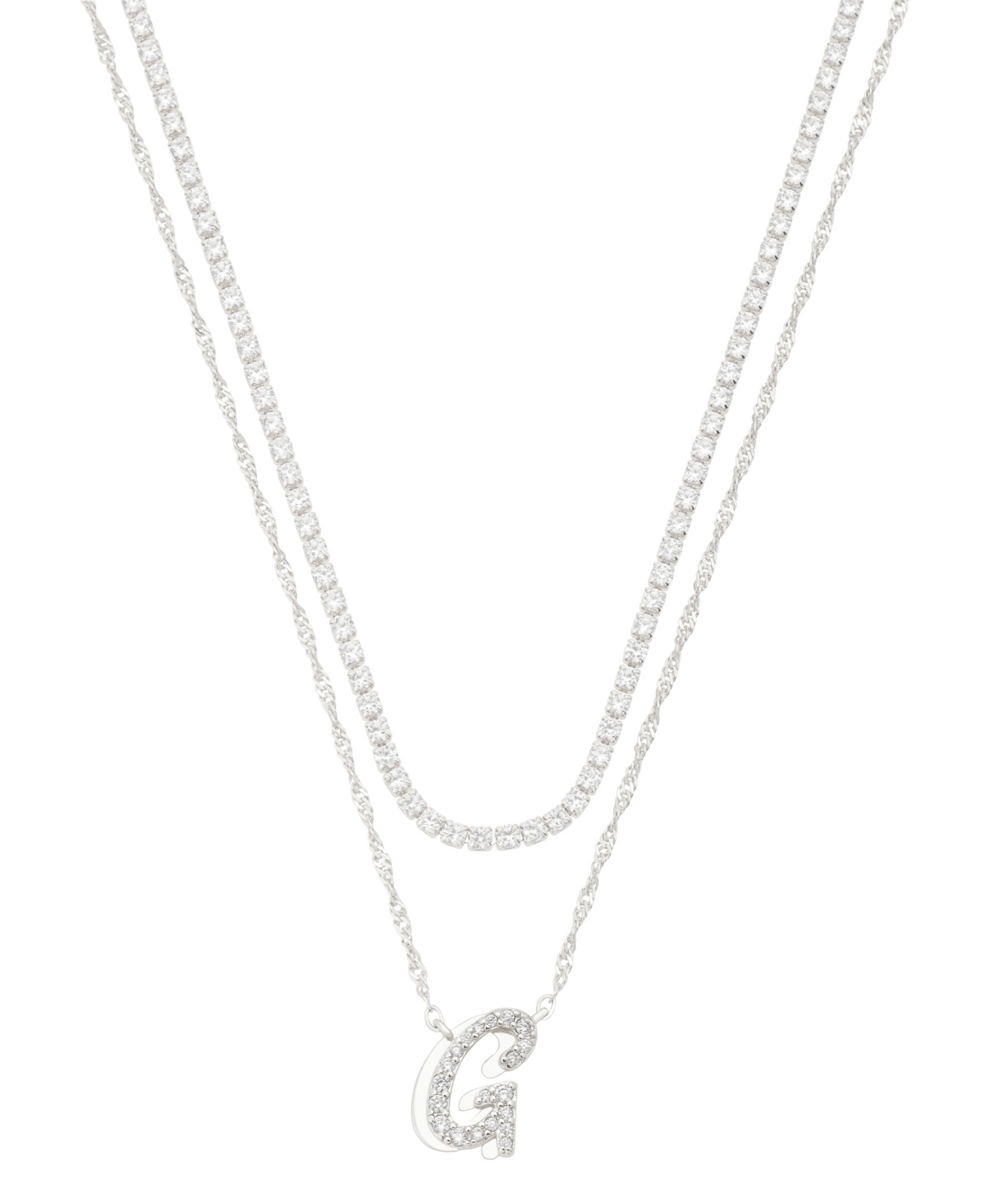 Unwritten Cubic Zirconia Gold-plated Initial Pendant Necklace Set In Silver-g