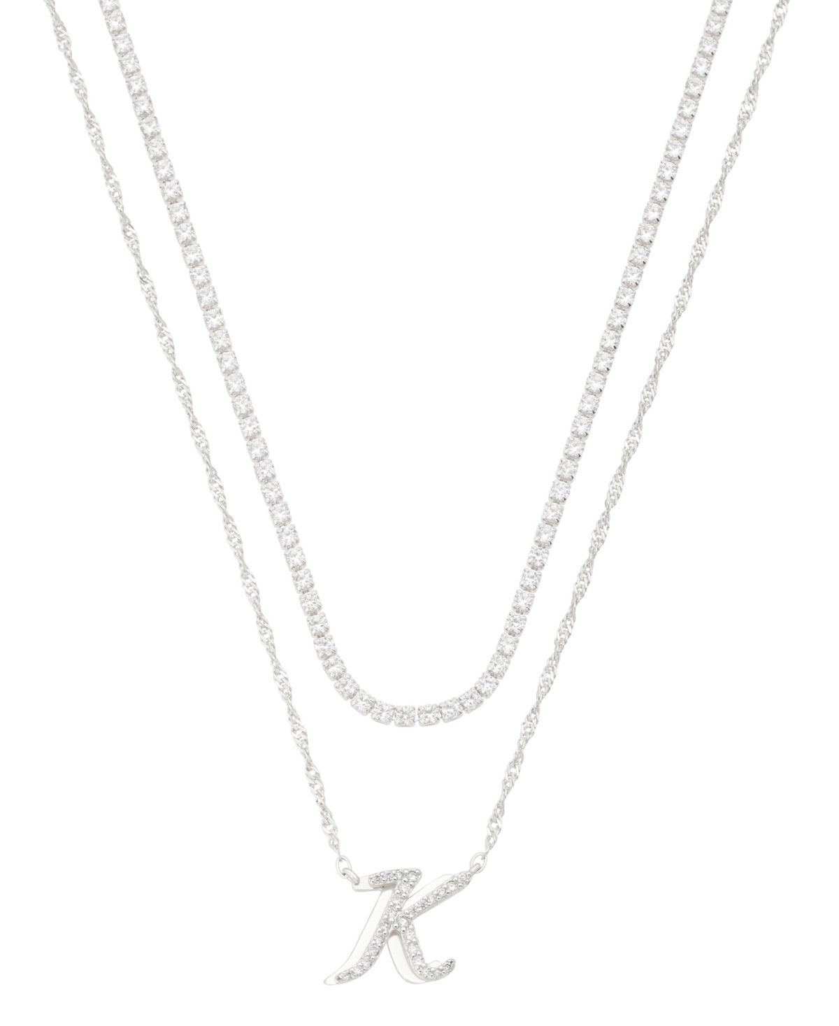 Unwritten Cubic Zirconia Gold-plated Initial Pendant Necklace Set In Silver-k