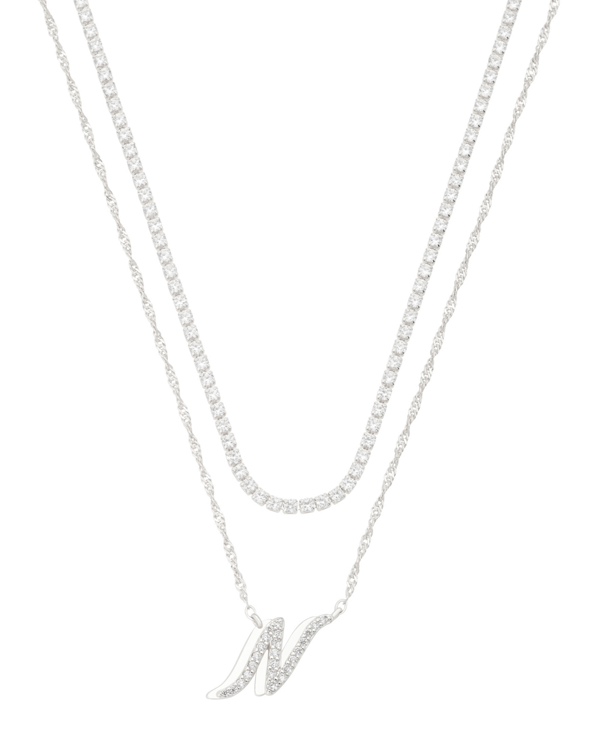 Unwritten Cubic Zirconia Gold-plated Initial Pendant Necklace Set In Silver-n