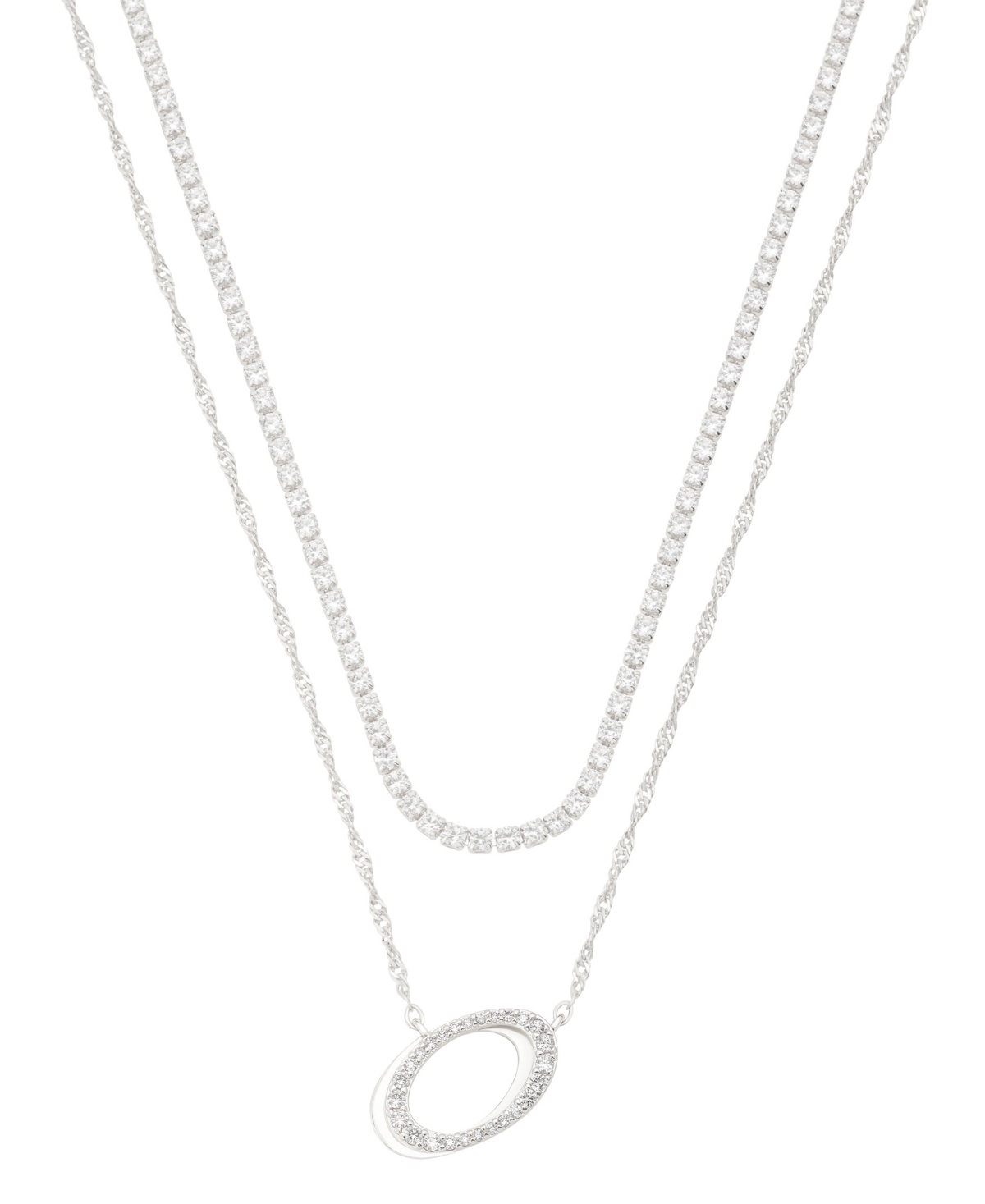 Unwritten Cubic Zirconia Gold-plated Initial Pendant Necklace Set In Silver-o