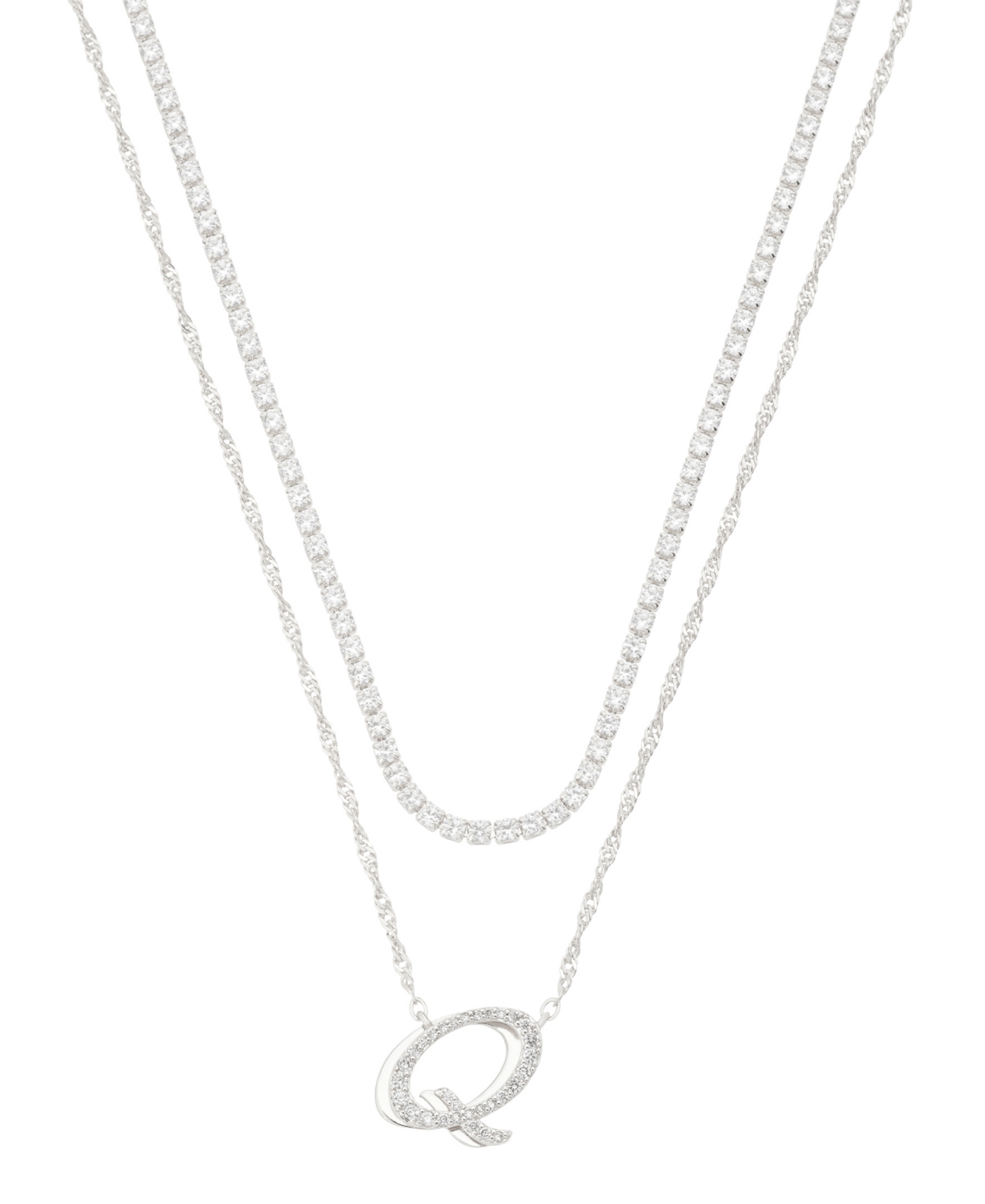 Unwritten Cubic Zirconia Gold-plated Initial Pendant Necklace Set In Silver-q
