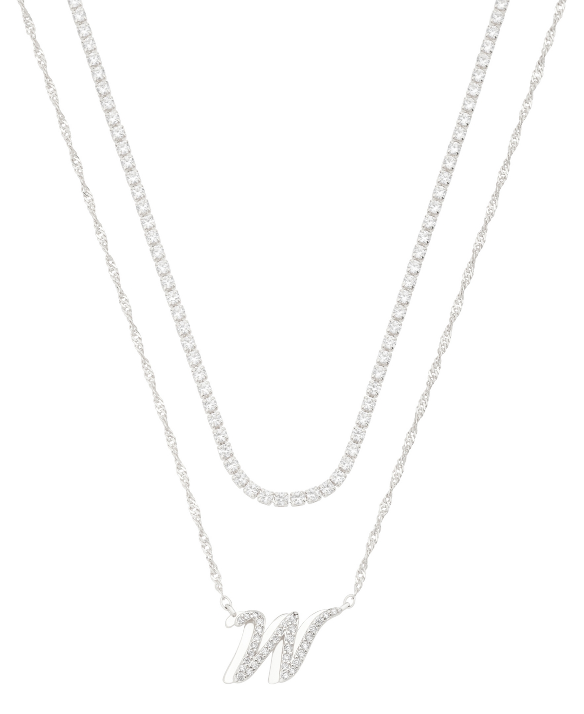 Unwritten Cubic Zirconia Gold-plated Initial Pendant Necklace Set In Silver-w