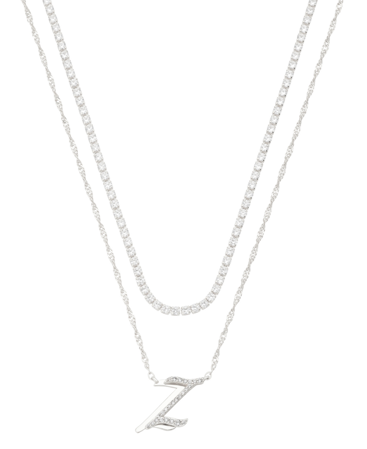 Unwritten Cubic Zirconia Gold-plated Initial Pendant Necklace Set In Silver-z