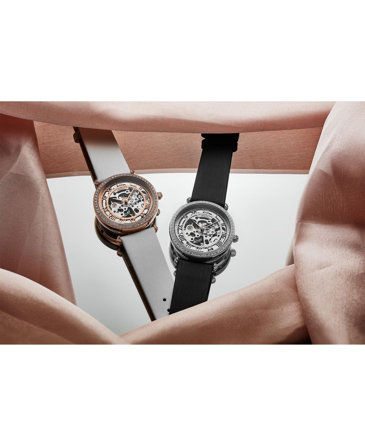 Женские часы Stuhrling Legacy, чёрный кожаный ремешок, серебристый циферблат, 45 мм — фото 3