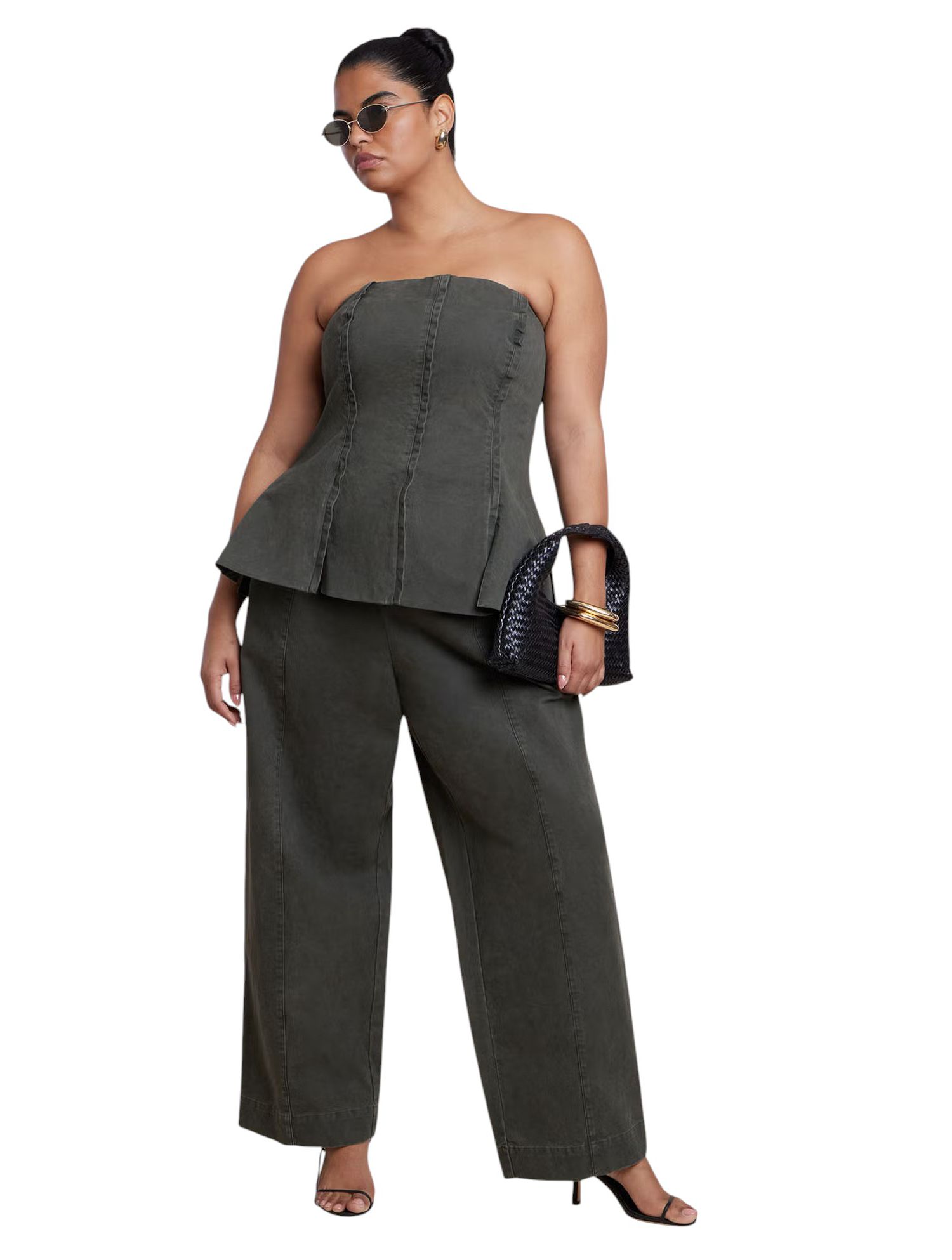 Women's Plus Size Twill Straight Leg Pant