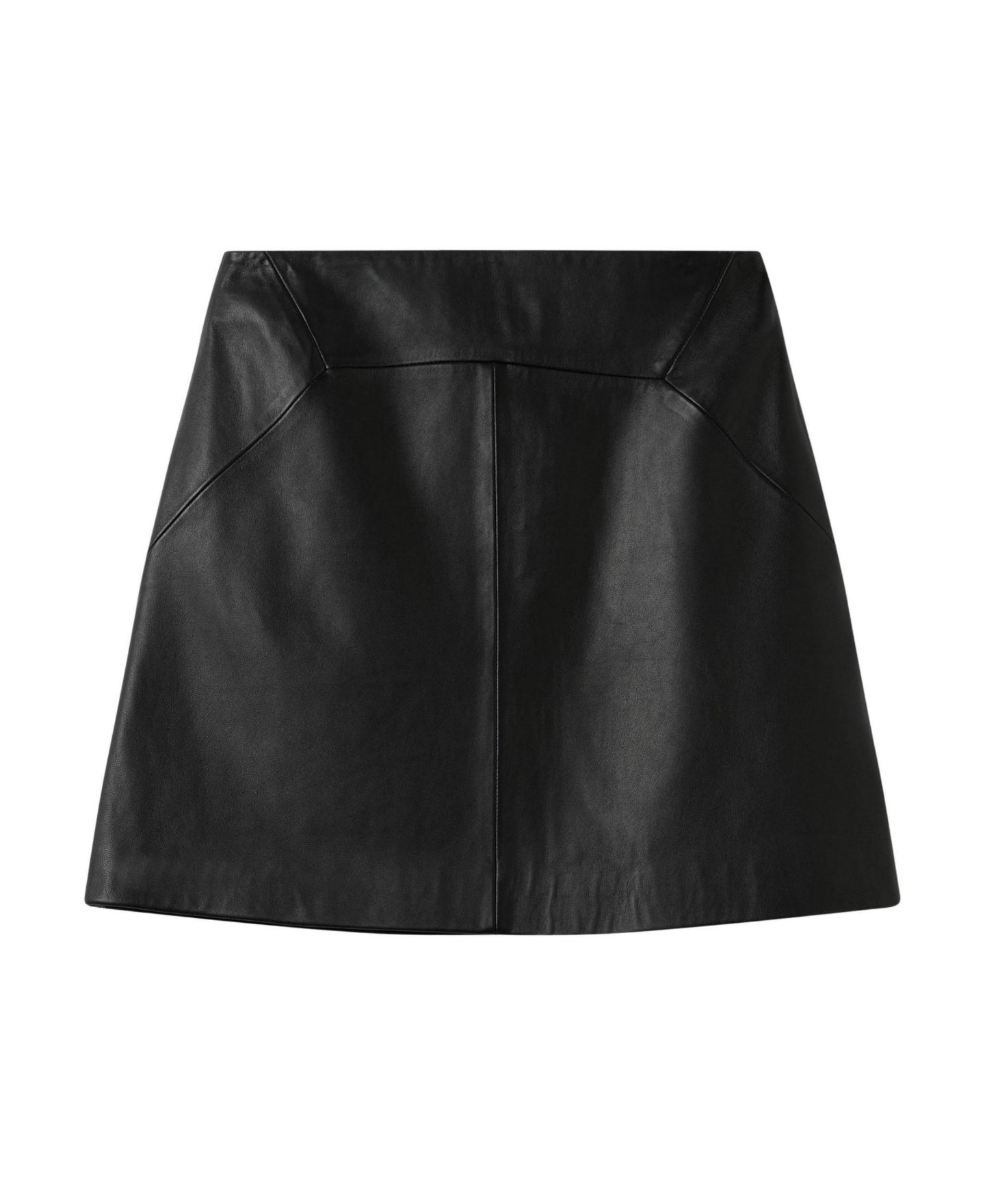 Женская юбка Whistles High-Waisted A-Line Leather Mini, цвет: Чёрный — фото 6