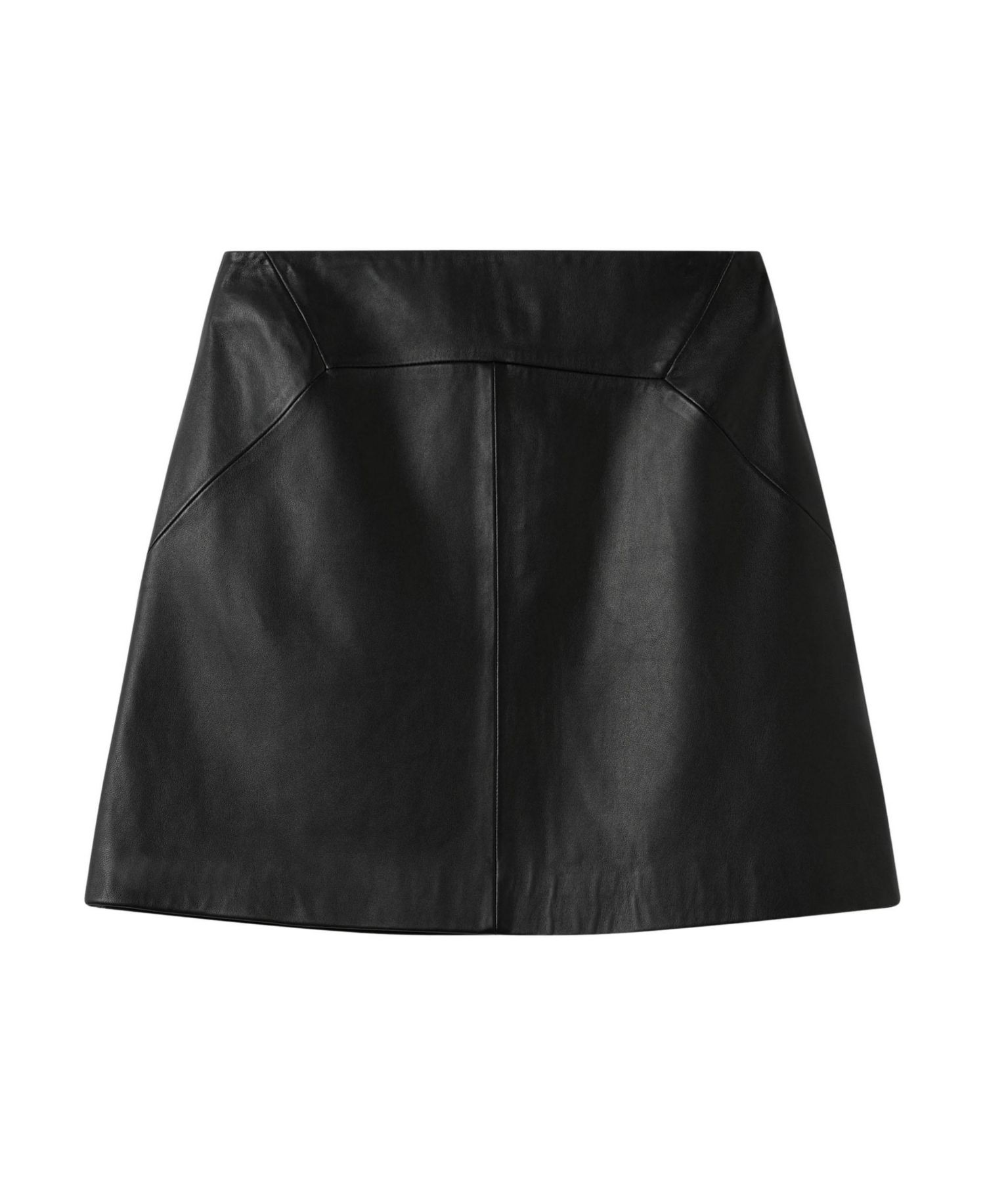 Women's High-Waisted A-Line Leather Mini Skirt