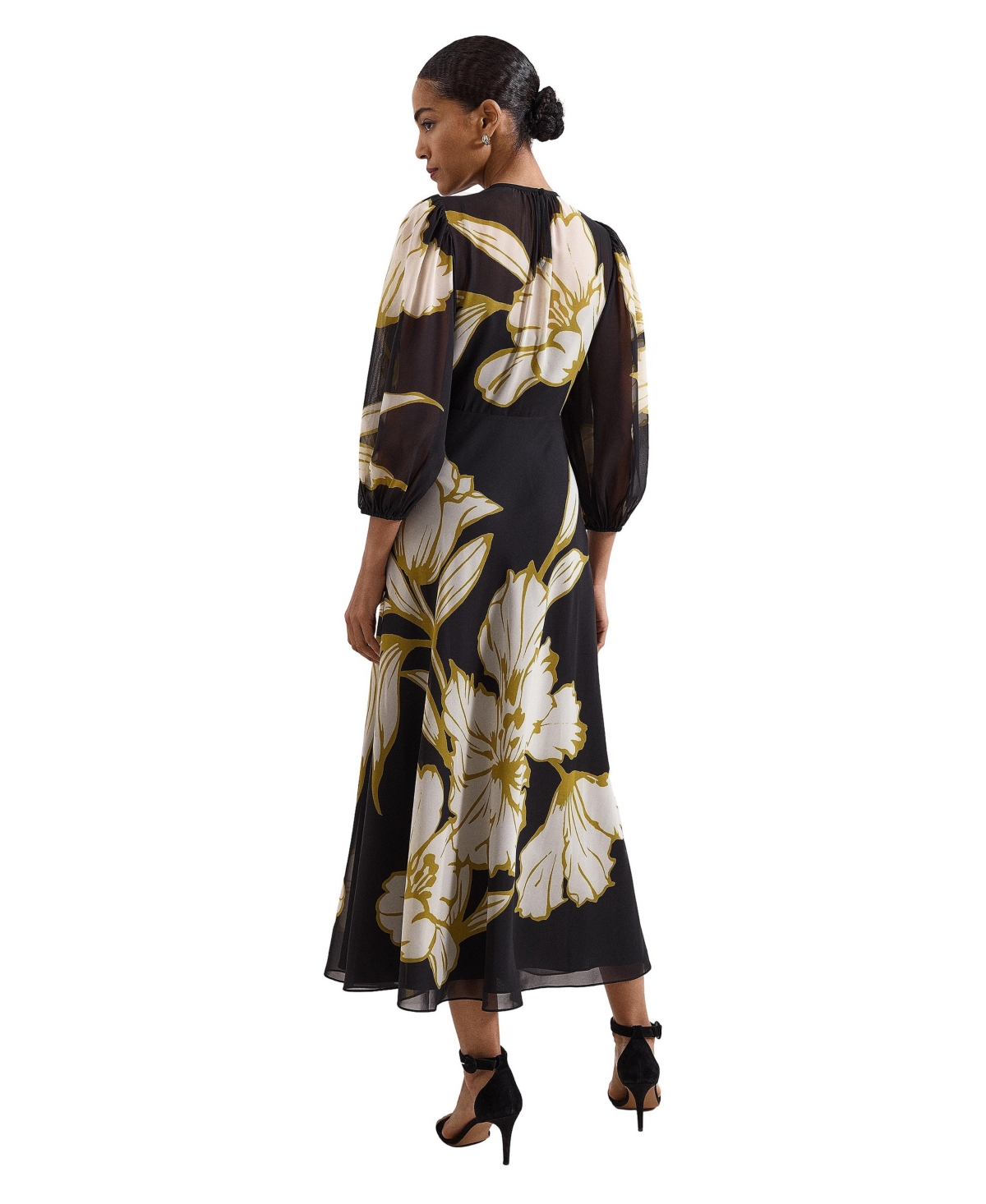 Phase Eight Women's Eve Floral A-Line 3/4 Sleeve Maxi Dress