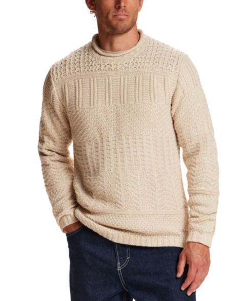 Мужской свитер Weatherproof Vintage Chunky Crew Neck Long-Sleeve Sweater, цвет: Бежевый меланжевый
