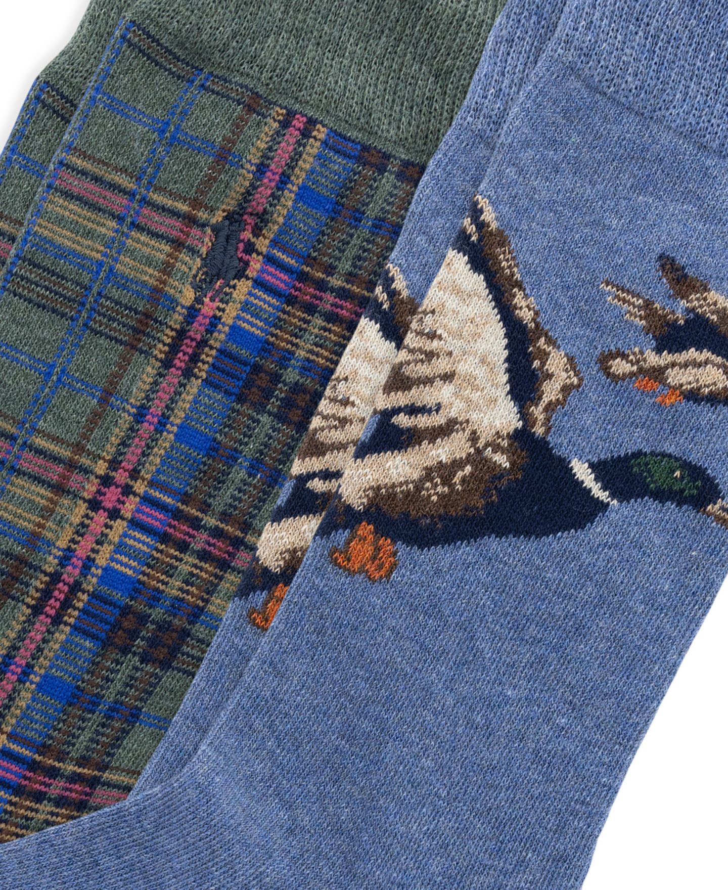Носки для мужчин, средней высоты, хлопок, 2 шт. — Polo Ralph Lauren, цвет: Джинсовый / Зелёный — фото 2