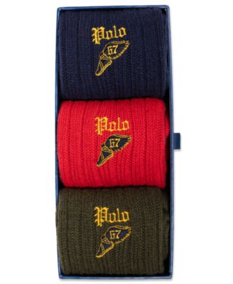 Men's Wool-Blend Ribbed Boot Socks, 3-Pack Gift Box