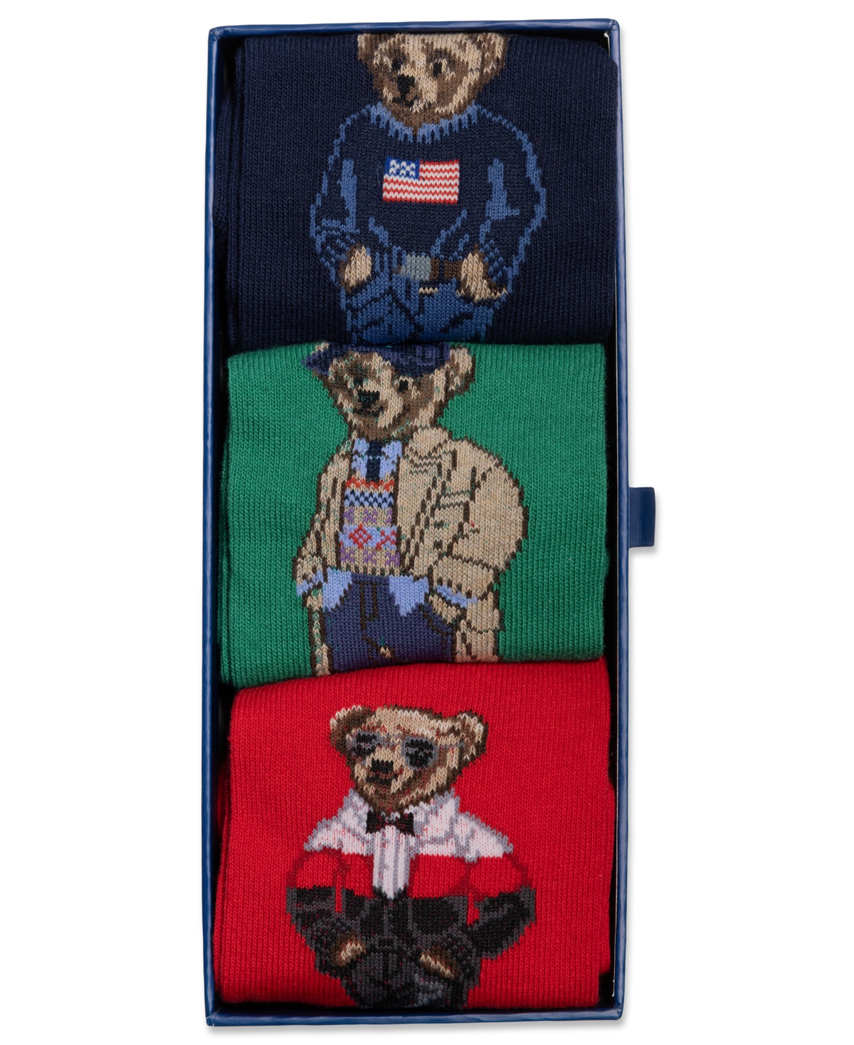 Polo Ralph Lauren Seasonal Bears Polo Bear Cotton-Blend Ribbed-Cuff 3-Piece Sock Set