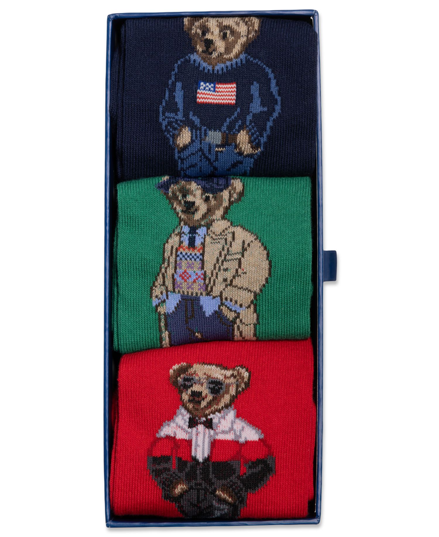 Men's Polo Bear Crew Cotton-Blend Socks, 3-Piece Gift Box