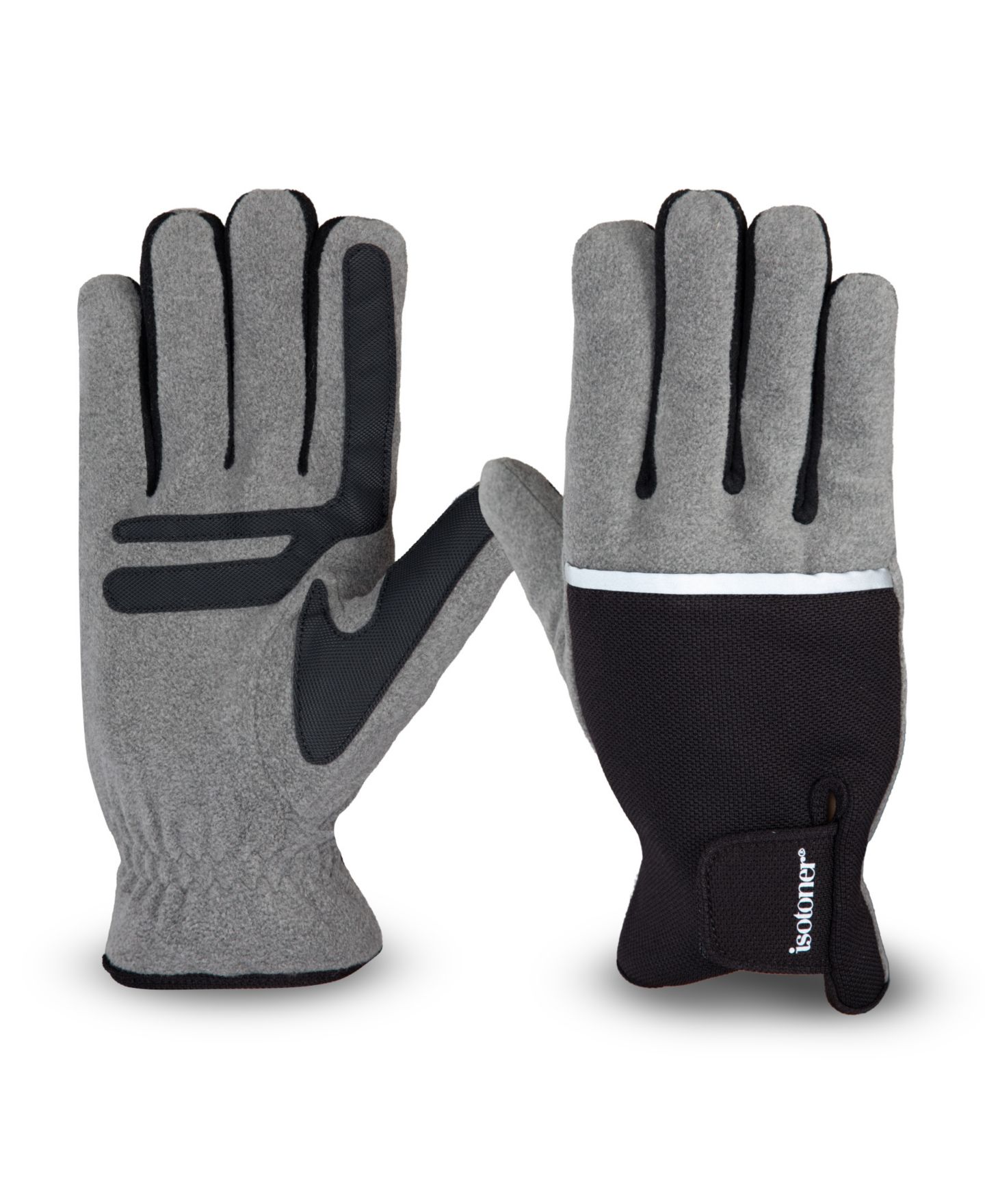 Мужские перчатки Isotoner Signature SmartDri Fleece Stretch Touchscreen Reflective, цвет: Чёрный — фото 2