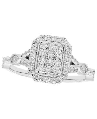 Diamond Halo Cluster Ring (1/2 ct. t.w.) in 14k White Gold