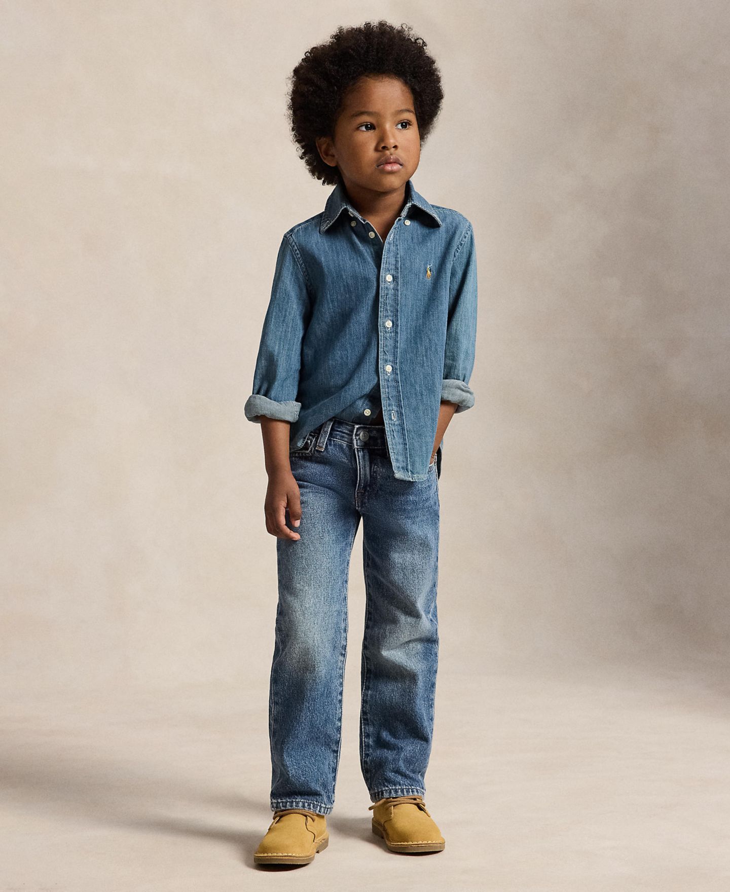 Рубашка Polo Ralph Lauren Cotton Chambray Shirt для мальчиков, цвет: Тёмный синий — фото 2