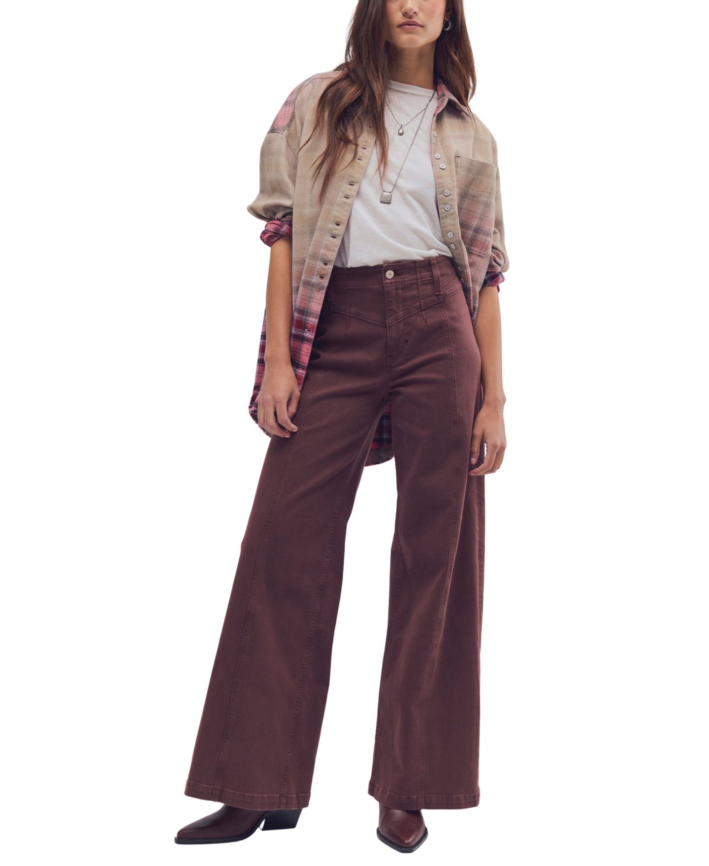 Женские брюки Free People Libre Corduroy High-Rise Wide-Leg, цвет: Shopping Bag — фото 2
