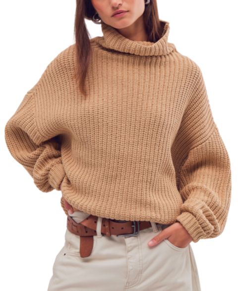 Женский свитер Free People Swim Too Deep Oversized Sweater, цвет: Миндальный